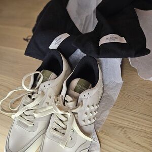Valentino Cream Studded Sneakers